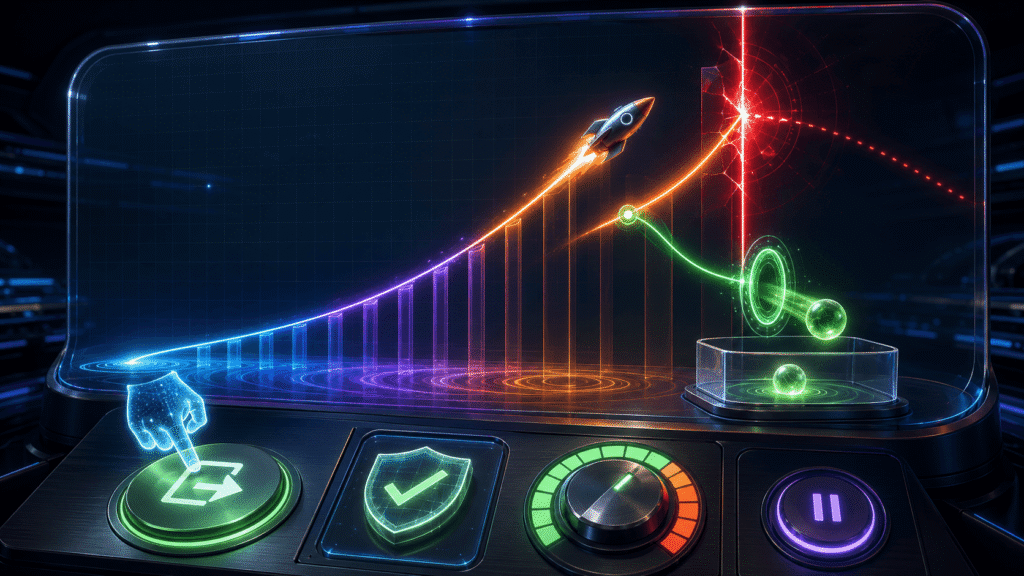Crash game rising multiplier with manual and automatic cash-out controls