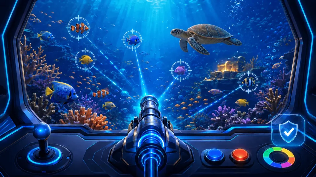 Online fishing games for beginners with cannon controls and underwater targets